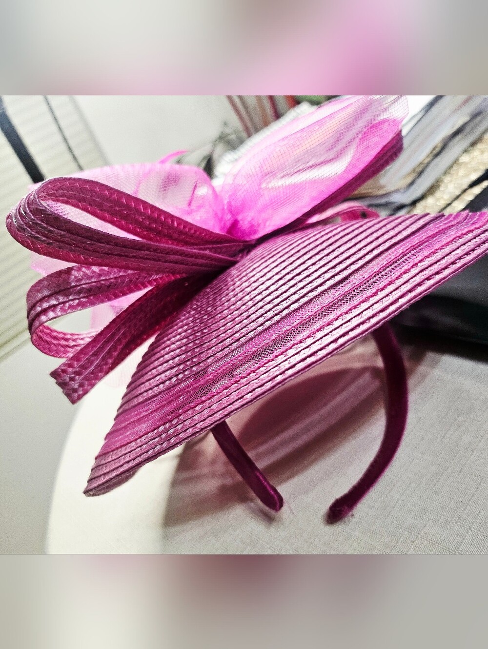 Hot Pink Women’s Fascinator Headband with Bow Detail